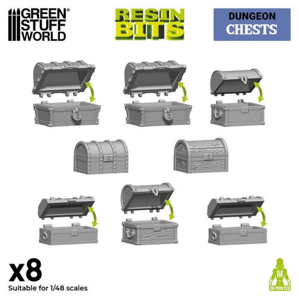 3D-geprint set kisten van GreenStuffWorld, gedetailleerde 3D-print model voor tabletop spellen en decoraties