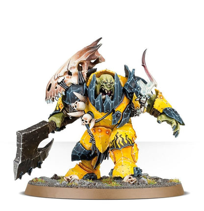 Orruk Warclans Megaboss van Age of Sigmar, gedetailleerd miniatuur figuur voor destructie, met wapens en armor.