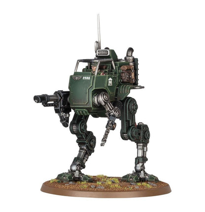 Imperium Warhammer 40.000 40K Astra Militarum Sentinel model met gedetailleerd ontwerp en militaire uitrusting.