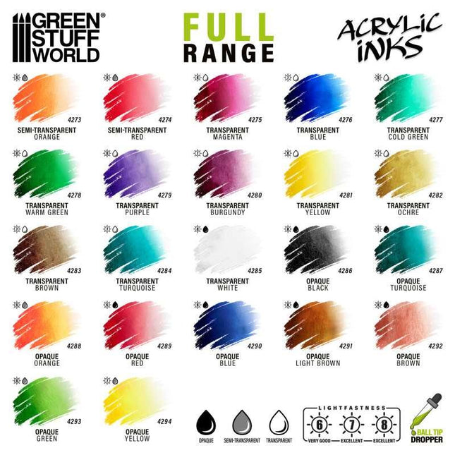 Acrylic Inks - Transparent Cold Green 30ml