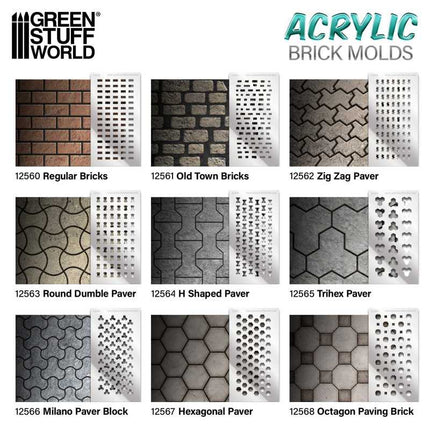 Acrylic Brick molds - Hexagonal Pavement