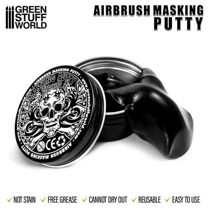 GroeneAirbrush Maskeringspasta van GreenStuffWorld, flexibel hulpmiddel voor precisie schilderwerk en bescherming in modelbouw.