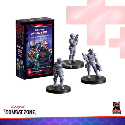 Cyberpunk team van Trauma Team gangers uit Combat Zone Seven Minutes, gedetailleerde miniatuur voor bordspellen