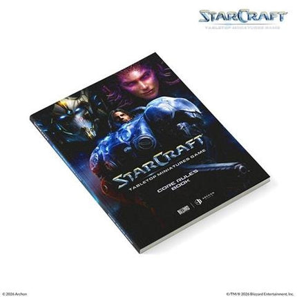 StarCraft regelboek met kleurrijke kaft en illustraties, bevat spelregels en strategie-informatie voor bord- en kaartspellen.