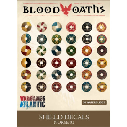 Wargames Atlantic Shield Decals 01 Blood Oaths, game materialen voor miniaturen, met bloedige oath symbolen en details