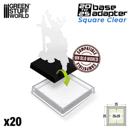 Plastic clear Bases - Square 25mm Hollow