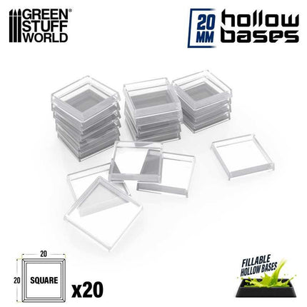 Plastic clear Bases - Square 20mm Hollow