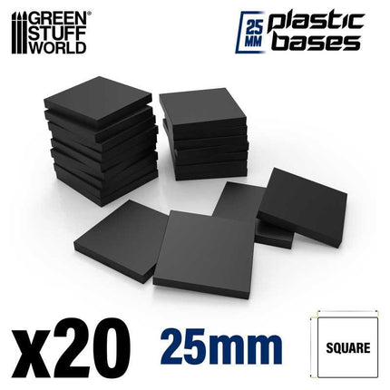 Black Plastic Bases - Square 25mm