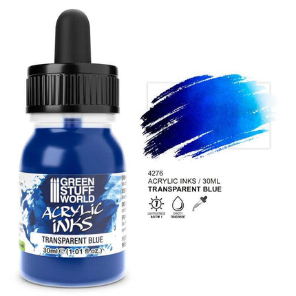 Acrylic Inks - Transparent Blue 30ml
