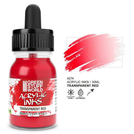 Acrylic Inks - Transparent Red 30ml
