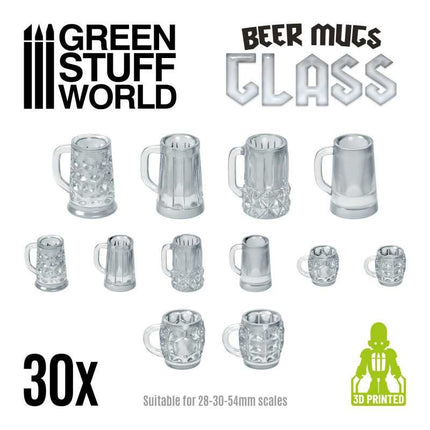 30 Bierpullen en glazen (transparant resin)