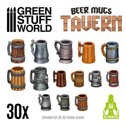 30 Bierpullen en glazen taverne (resin)