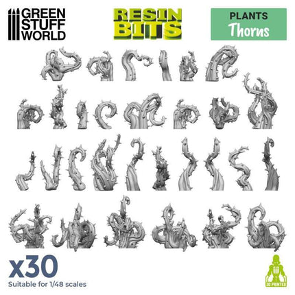 3D print set met doornen van GreenStuffWorld, gedetailleerde 3D-prints voor modelbouw en creatieve projecten