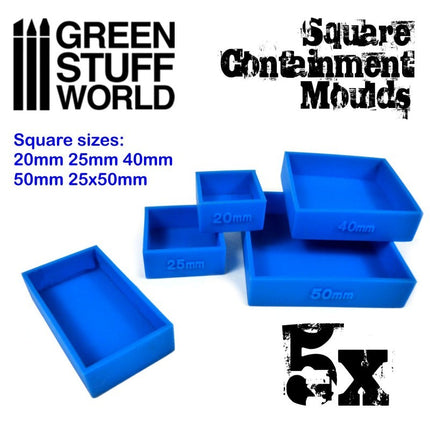 Set vierkante mallen (5 st/5 verschillende maten)