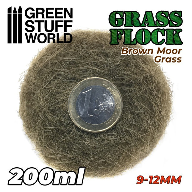 brown moor static grass flock 9-12mm 200ml