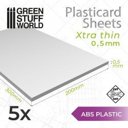 ABS Plasticard A4 - 0,5 mm x5 sheets