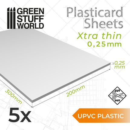 ABS Plasticard A4 - 0,25 mm x5 sheets