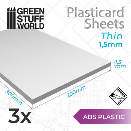 ABS Plasticard A4 - 1.5 mm x3 sheets