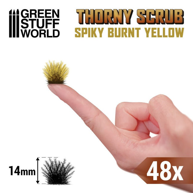 Thorny spikey scrub tufts burnt yellow
