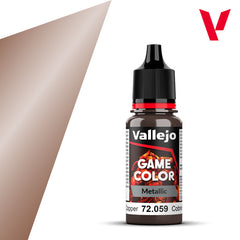 Vallejo Game Color Hammered Copper metallic verfpot met textuur en glans, geschikt voor miniaturen en modelbouw.