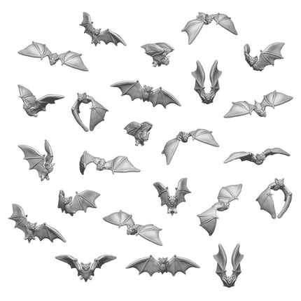 3D geprint set met vleermuizen modellen van GreenStuffWorld voor hobby en modelbouw, gedetailleerde vleermuizen sculpturen.