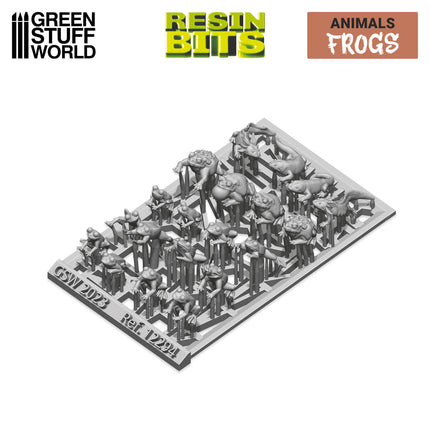 3D geprinte set kikkers en paddestoelen van GreenStuffWorld, gedetailleerde 3D print collectie voor modellering en hobby.
