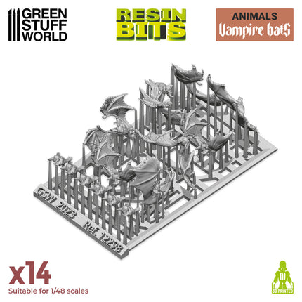 3D geprinte set van grote vampiervleermuizen door GreenStuffWorld, gedetailleerde 3D printmodel voor miniaturen of decor.