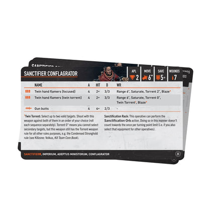 Kill Team: Sanctifiers Datacards