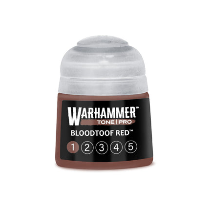 Warhammer Colour Tone Pro BloodToof Red 1 verf in 112ml pot, geschikt voor miniaturen en kunstprojecten.