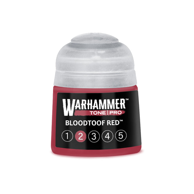 Warhammer Colour Tone Pro BloodToof Red 2 verf in 212ml fles, heldere rode kleur voor miniaturen en modelbouw.