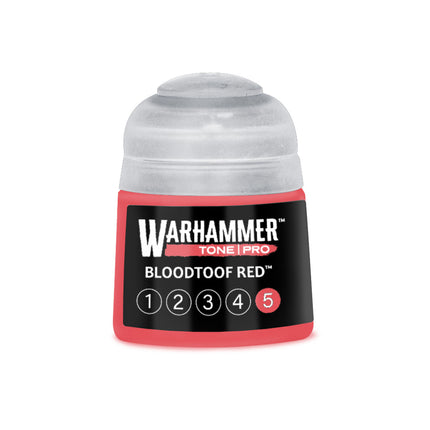 Warhammer Colour Tone Pro BloodToof Red 5 verf in een 512ml fles, heldere rode verf voor miniaturen en models.