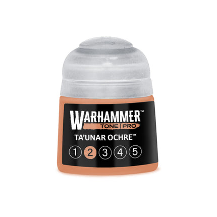 Warhammer Colour Tone Pro Ta'unar Ochre verf in 212ml pot, gele aardetint voor miniaturen en modelbouw.