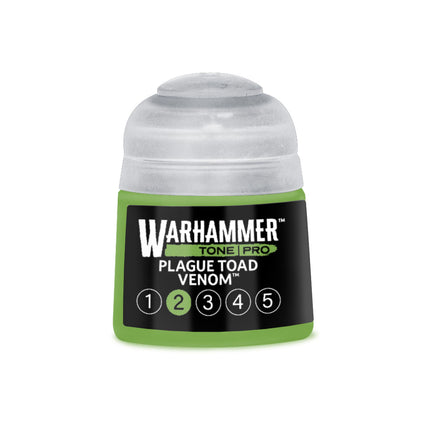 Warhammer Colour Tone Pro Plague Toad Venom verf in 212 ml, groene verf voor miniaturen en modellen, zichtbaar in het beeld.