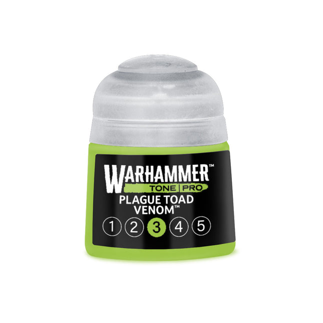 Warhammer Colour Tone Pro Plague Toad Venom 3 verf in 3,12 ml flesje met groene en giftige tinten voor miniaturen.