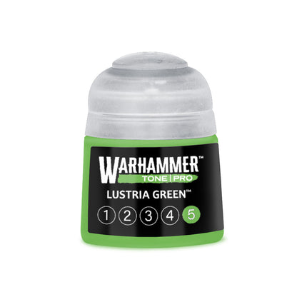 Groene verf pot van Warhammer Colour Tone Pro Lustria Green 5, 512 ml, voor model- en miniatuurverf.