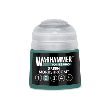 Groene verf van Warhammer Colour Tone Pro Green Morkshroom, 212 ml, geschikt voor modelbouw en miniaturen.