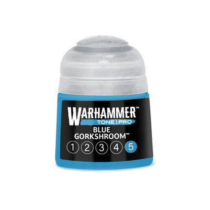 Blauwe verfpot van Warhammer Colour Tone Pro Blue Gorkshroom 512ml, verf voor miniaturen en modelbouw.