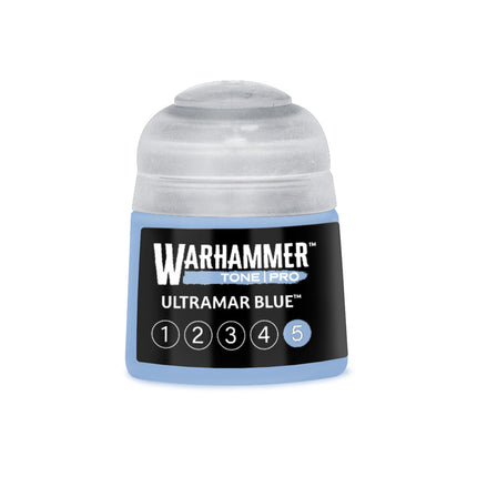 Warhammer Colour Tone Pro Ultramar Blue 5 verf in 512ml fles, heldere blauwe kleur voor model- en miniatuurverf.