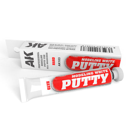 Witte modelleerklei van 20ml voor landschap en scenery, AK Interactive, zachte textuur voor modelleren en details.