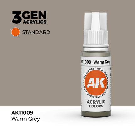 Warm grey verf van 17 ml van AK Interactive, getoonde verfpot met de kleur en merk duidelijk zichtbaar.