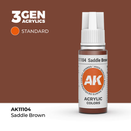Bruine verfpot van 17ml van AK Interactive, Saddle Brown, voor modelbouw en verfprojecten, zichtbaar met verf en label.