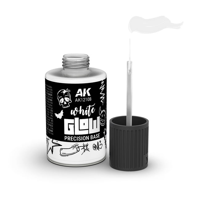 AK White Glow Precision Fluor verf in 30ML van AK Interactive, levendige witte fluorescerende verf voor modelbouw en hobbyprojecten