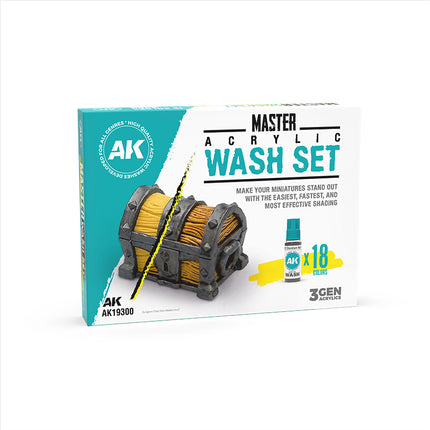 AK Master Acrylic Wash Set Full Range 18