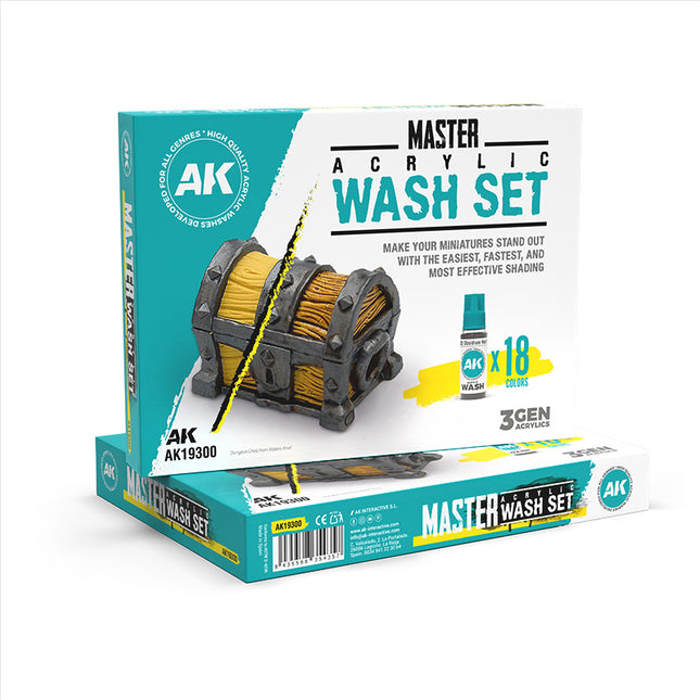 AK Master Acrylic Wash Set Full Range 18