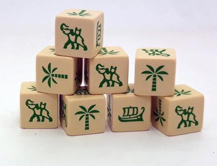 SAGA Dice Phoenician Dice SD14 van SAGA, Punische en Carthaagse speelmateriaal, gedetailleerde bronskleurige dobbelstenen voor bordspellen