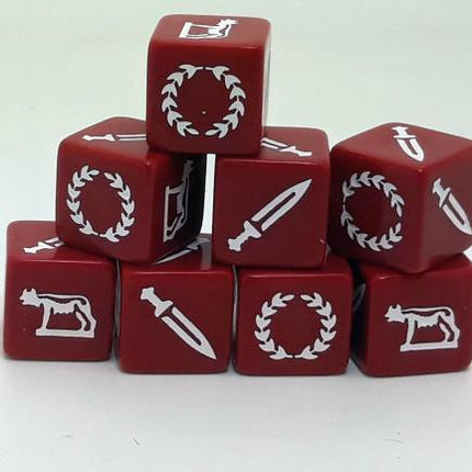 SAGA Dice Rome dobbelstenen voor bordspellen, inclusief symbolen van de Romeinse Republiek, door SAGA.