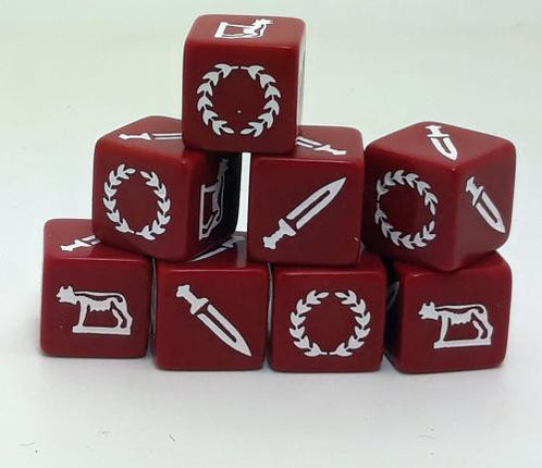 SAGA Dice Rome dobbelstenen voor bordspellen, inclusief symbolen van de Romeinse Republiek, door SAGA.
