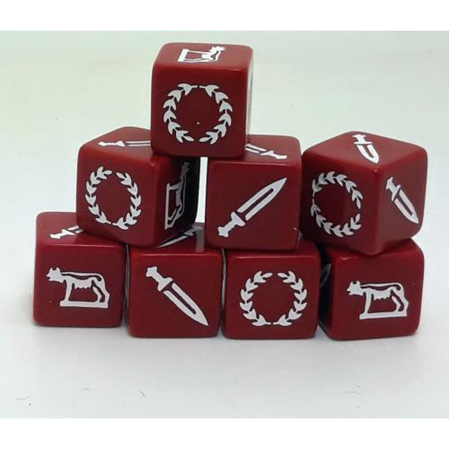 SAGA Dice Rome dobbelstenen voor bordspellen, inclusief symbolen van de Romeinse Republiek, door SAGA.