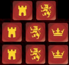 Rode SAGA Dice - Medieval Dobbelstenen voor bordspel, gemaakt door SAGA, met middeleeuws ontwerp en Age of Chivalry thema