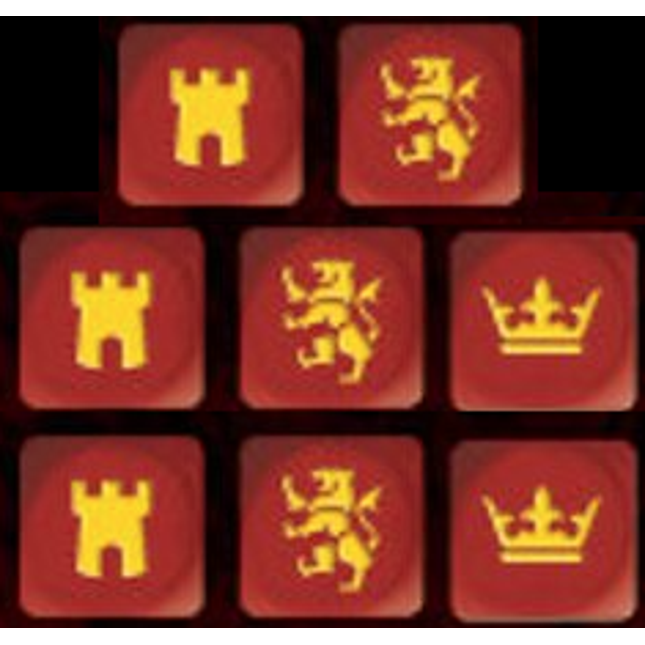 Rode SAGA Dice - Medieval Dobbelstenen voor bordspel, gemaakt door SAGA, met middeleeuws ontwerp en Age of Chivalry thema